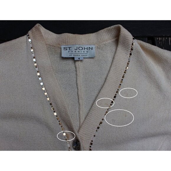 St John Evening - Women's Santana Knit Dinner Jacket w/Cristals, sz 4, Flaws - Picture 10 of 10